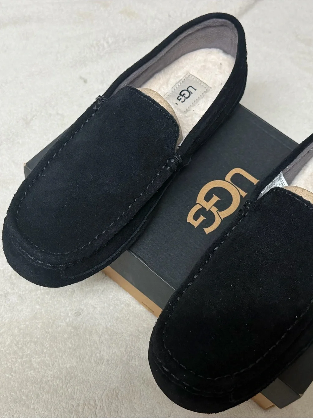 UGG Men’s Black Suede Slip-On Slippers – Size 10